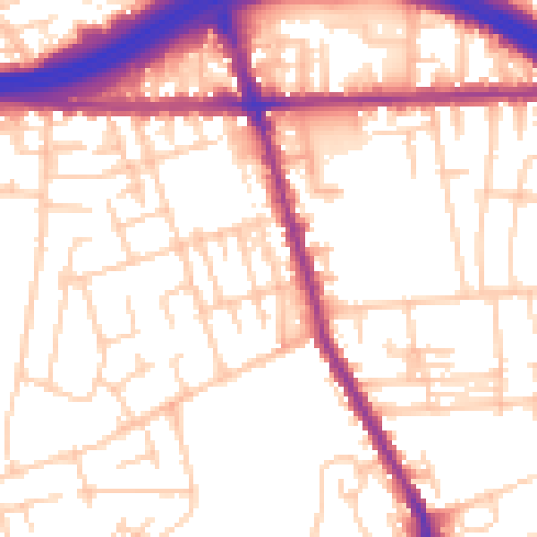Daytime road noise heatmap for M34 2AQ