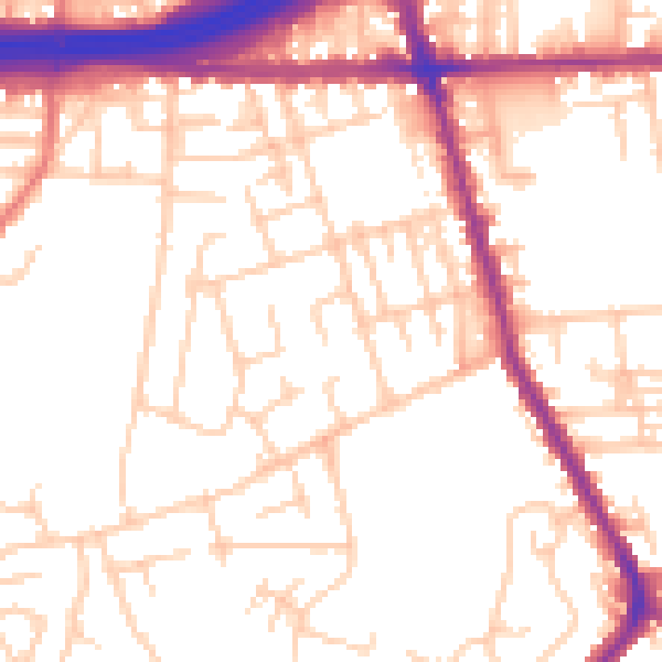 Daytime road noise heatmap for M34 2AZ