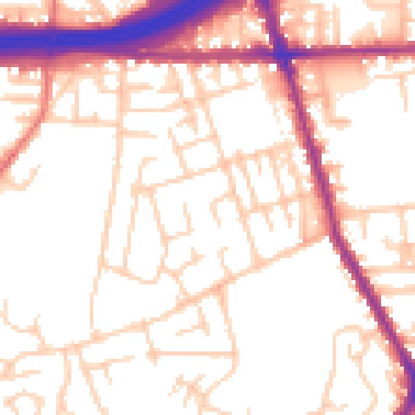Daytime road noise heatmap for M34 2BA