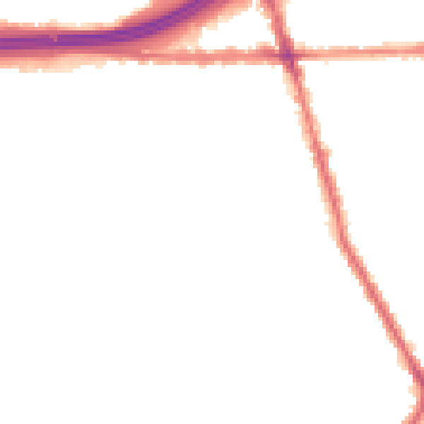 Night-time road noise heatmap for M34 2BA