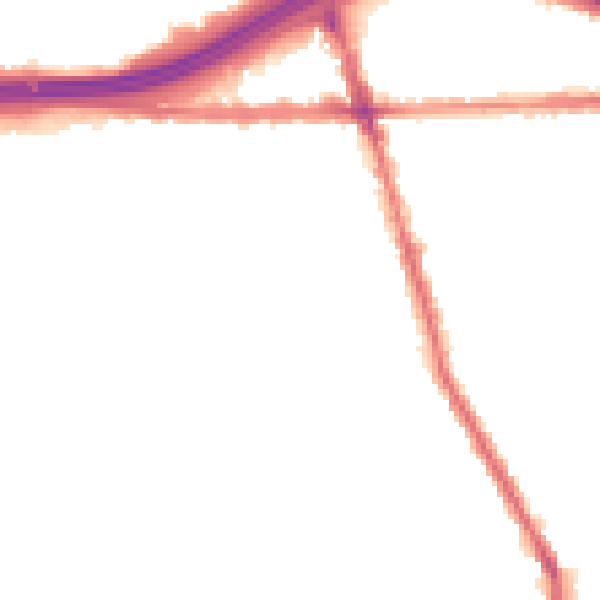 Night-time road noise heatmap for M34 2BB