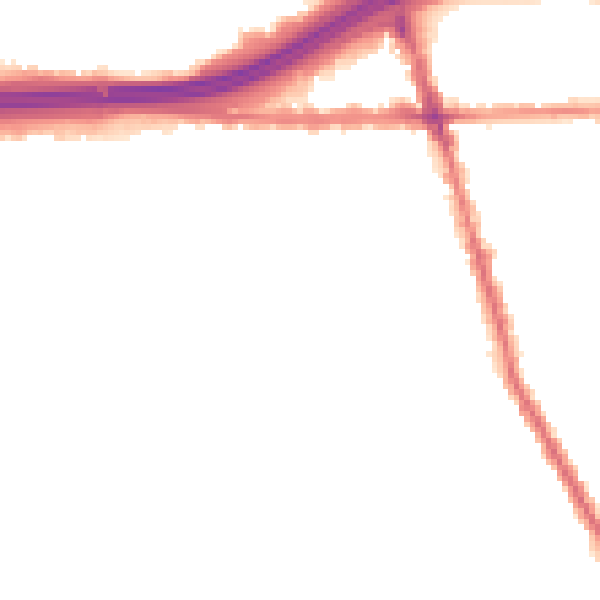 Night-time road noise heatmap for M34 2BD