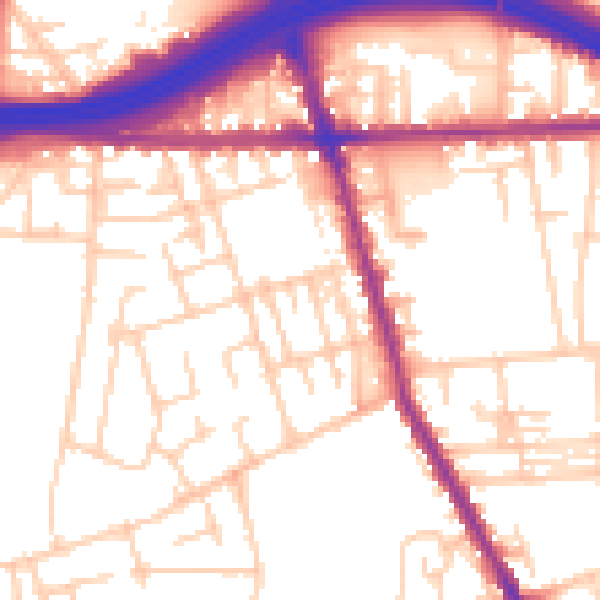 Daytime road noise heatmap for M34 2BG
