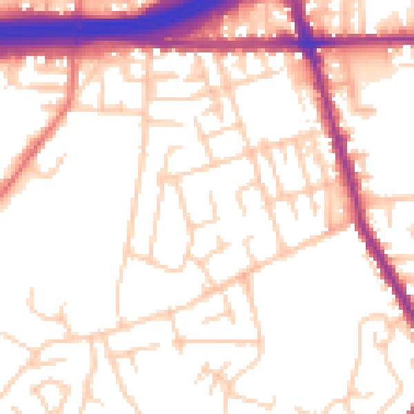 Daytime road noise heatmap for M34 2BH
