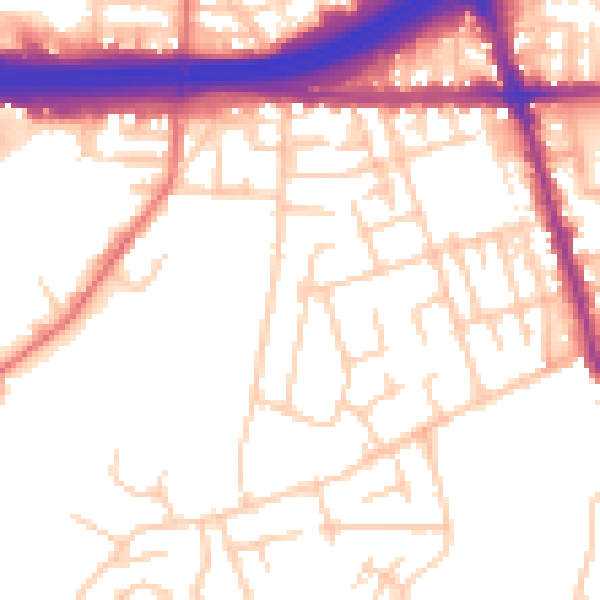 Daytime road noise heatmap for M34 2BL