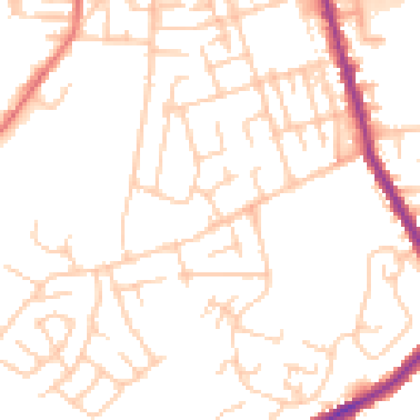 Daytime road noise heatmap for M34 2BQ