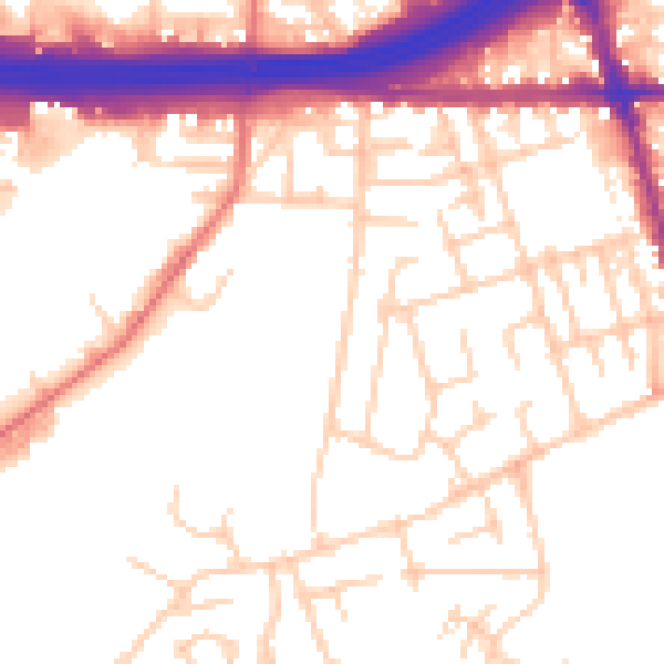 Daytime road noise heatmap for M34 2BY