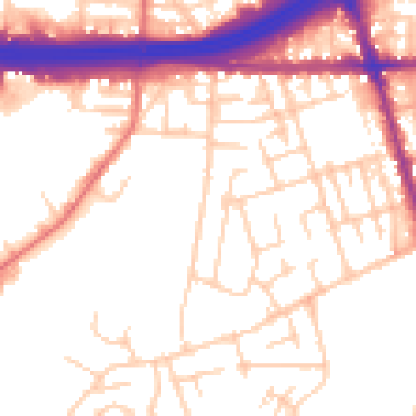 Daytime road noise heatmap for M34 2BZ
