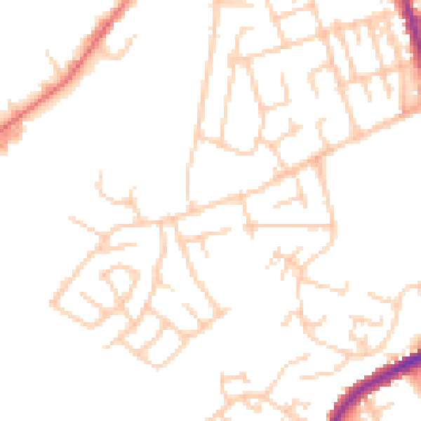 Daytime road noise heatmap for M34 2DJ