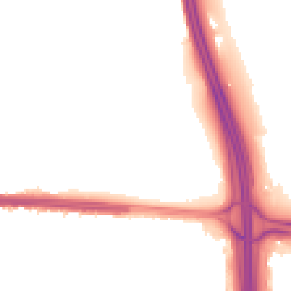 Night-time road noise heatmap for M34 2GG