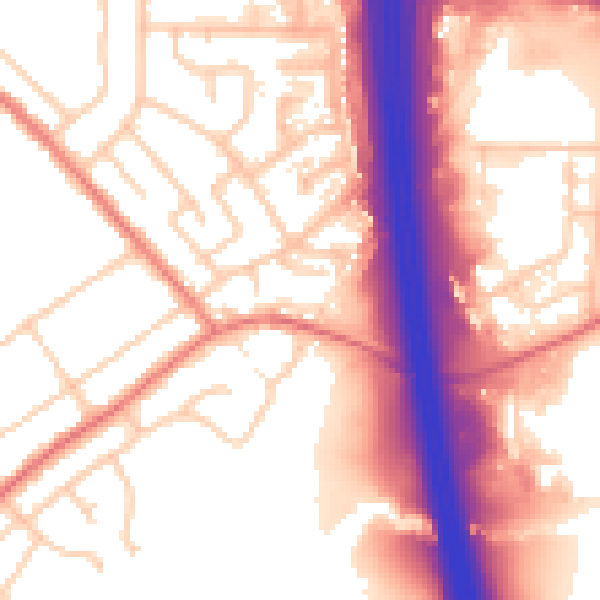 Daytime road noise heatmap for M34 2JN