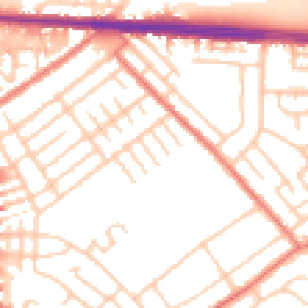 Daytime road noise heatmap for M34 2LE