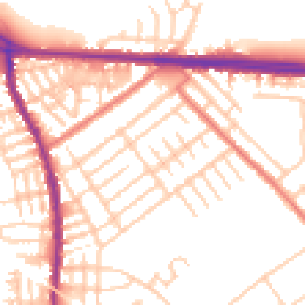 Daytime road noise heatmap for M34 2LQ