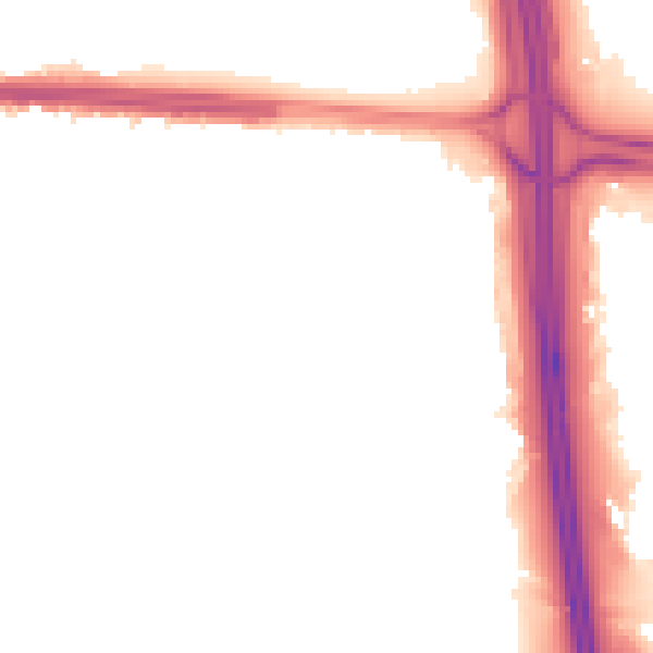 Night-time road noise heatmap for M34 2QJ