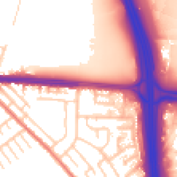 Daytime road noise heatmap for M34 2WU