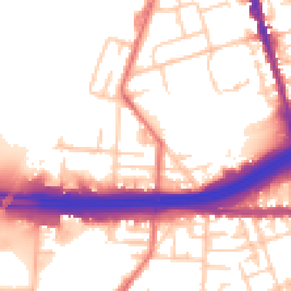 Daytime road noise heatmap for M34 3PE