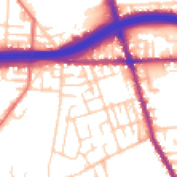 Daytime road noise heatmap for M34 3QL