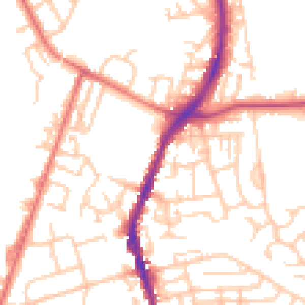 Daytime road noise heatmap for M34 5AY