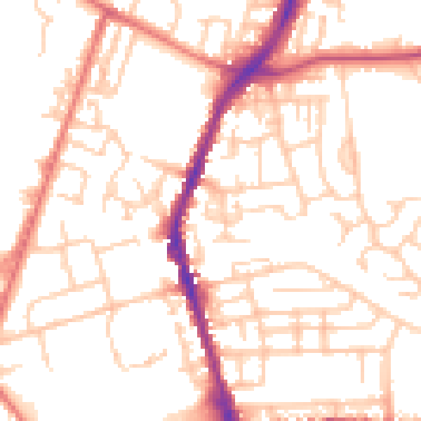 Daytime road noise heatmap for M34 5BW