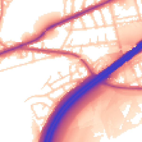 Daytime road noise heatmap for M34 5EW