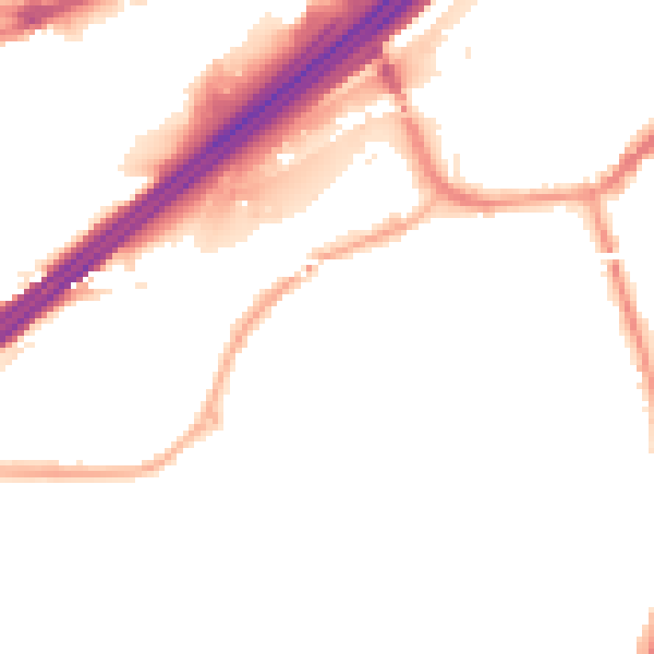 Night-time road noise heatmap for M34 5HU