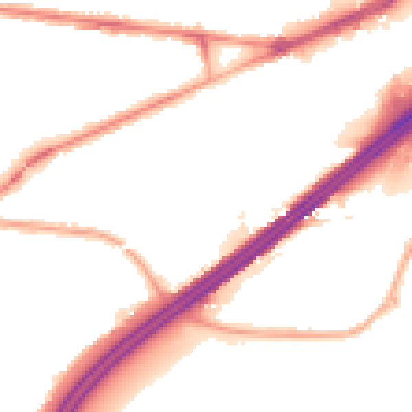 Night-time road noise heatmap for M34 5NY