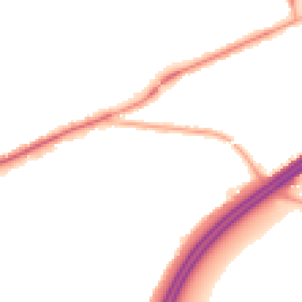 Night-time road noise heatmap for M34 5PP