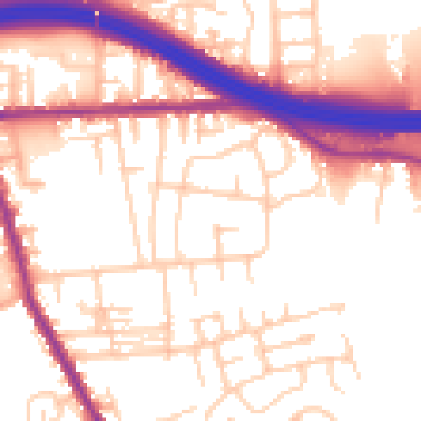 Daytime road noise heatmap for M34 6BF