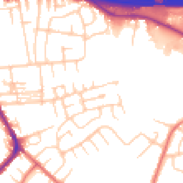 Daytime road noise heatmap for M34 6BT