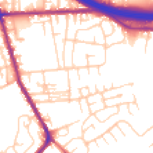 Daytime road noise heatmap for M34 6EA