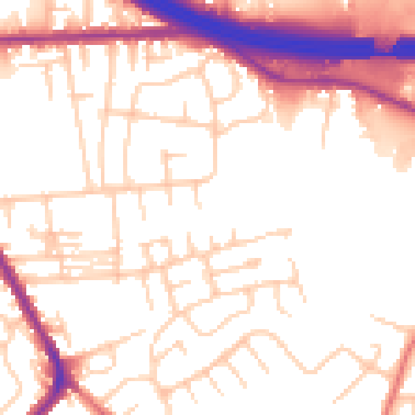 Daytime road noise heatmap for M34 6EB