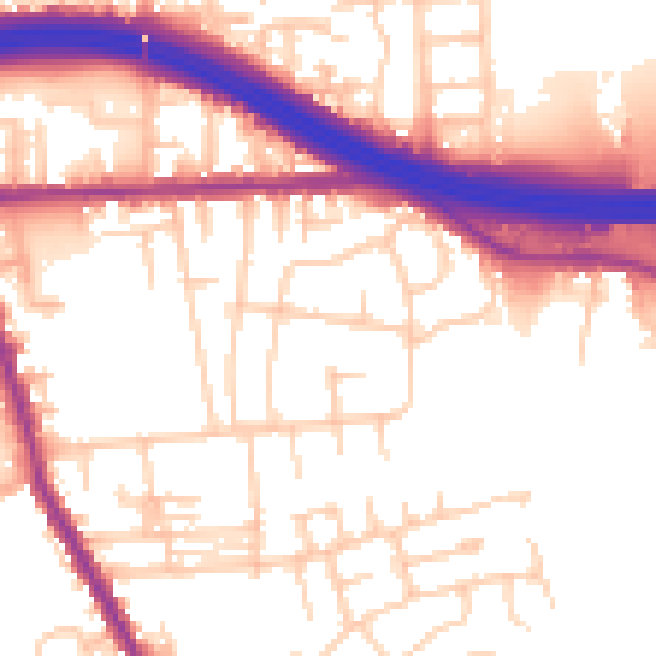 Daytime road noise heatmap for M34 6ED