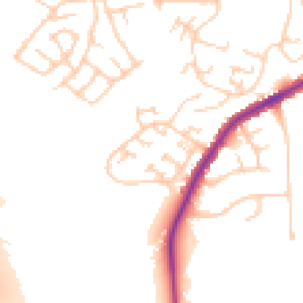 Daytime road noise heatmap for M34 6NU