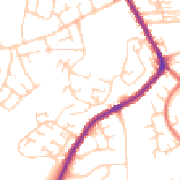 Daytime road noise heatmap for M34 6PZ
