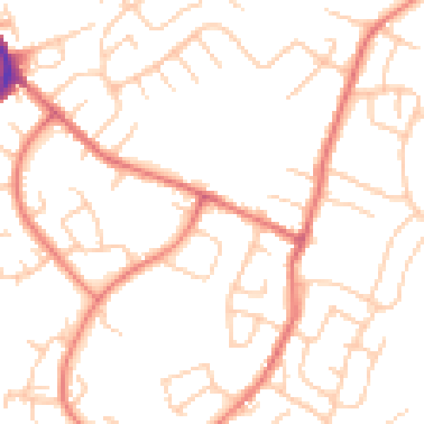 Daytime road noise heatmap for M34 7EG