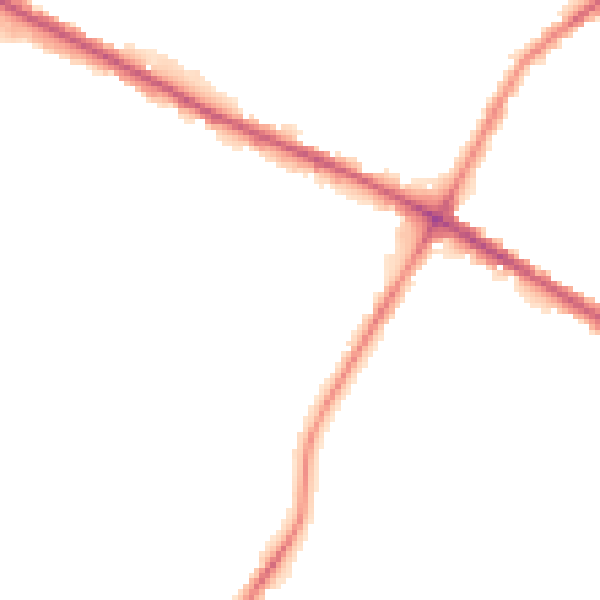 Night-time road noise heatmap for M38 0BN