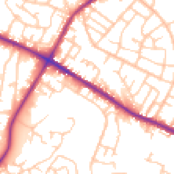Daytime road noise heatmap for M38 0BR