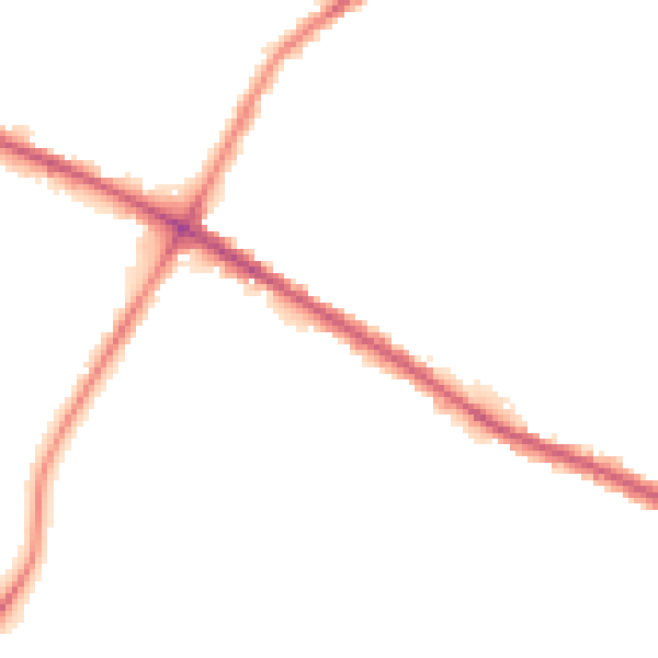 Night-time road noise heatmap for M38 0BR