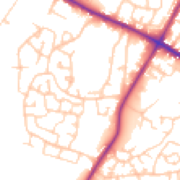 Daytime road noise heatmap for M38 0BY