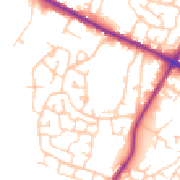 Daytime road noise heatmap for M38 0DD