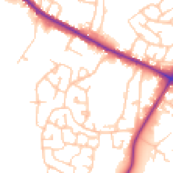 Daytime road noise heatmap for M38 0DE