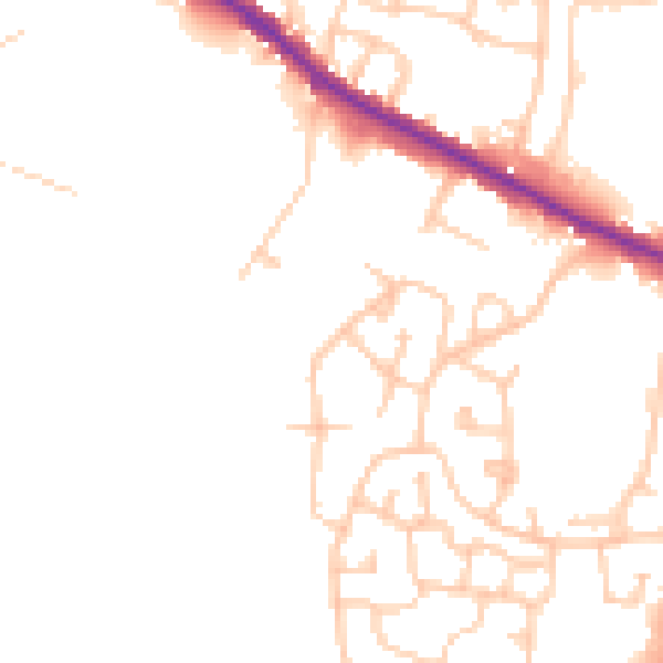 Daytime road noise heatmap for M38 0DG