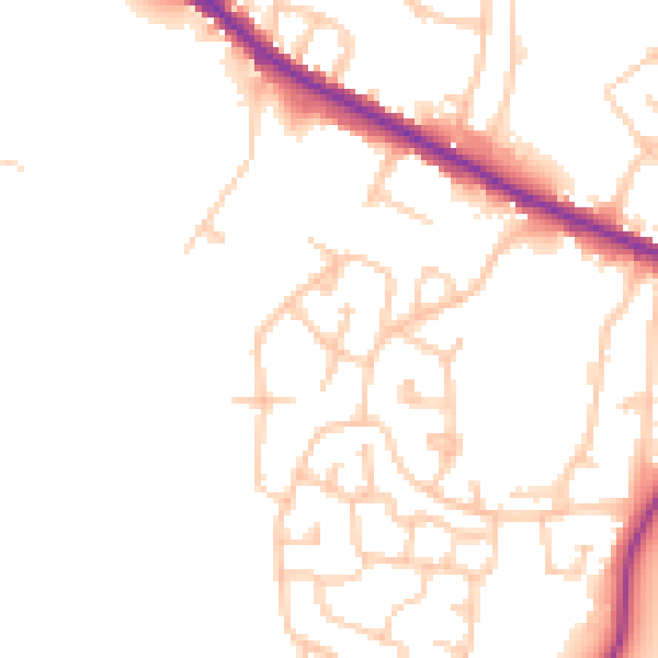 Daytime road noise heatmap for M38 0DL