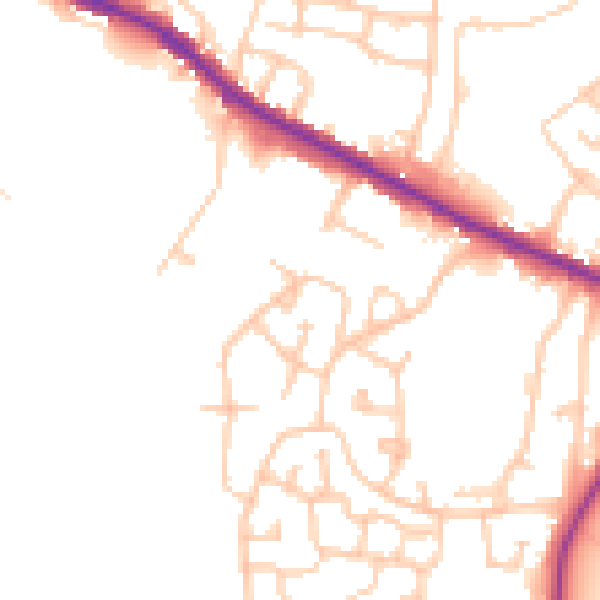 Daytime road noise heatmap for M38 0DS