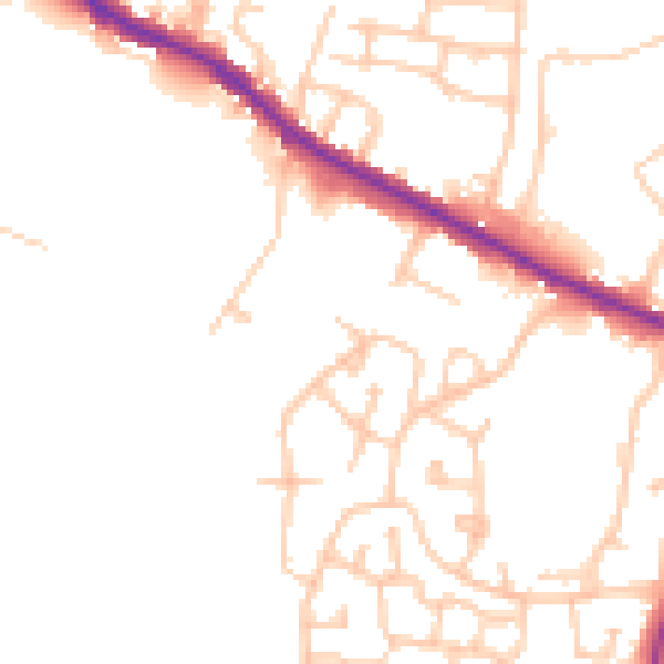 Daytime road noise heatmap for M38 0DU