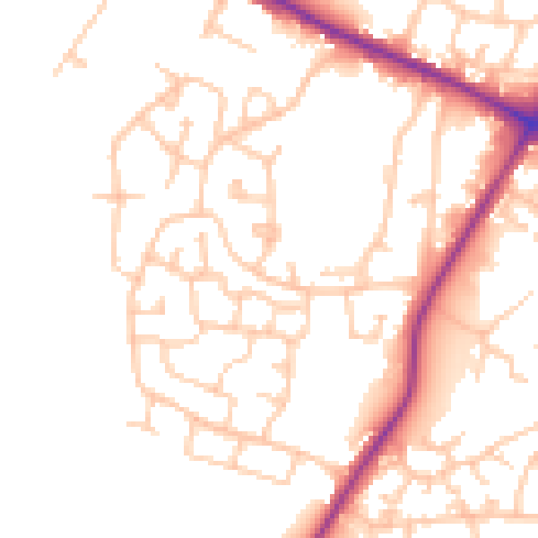 Daytime road noise heatmap for M38 0DY