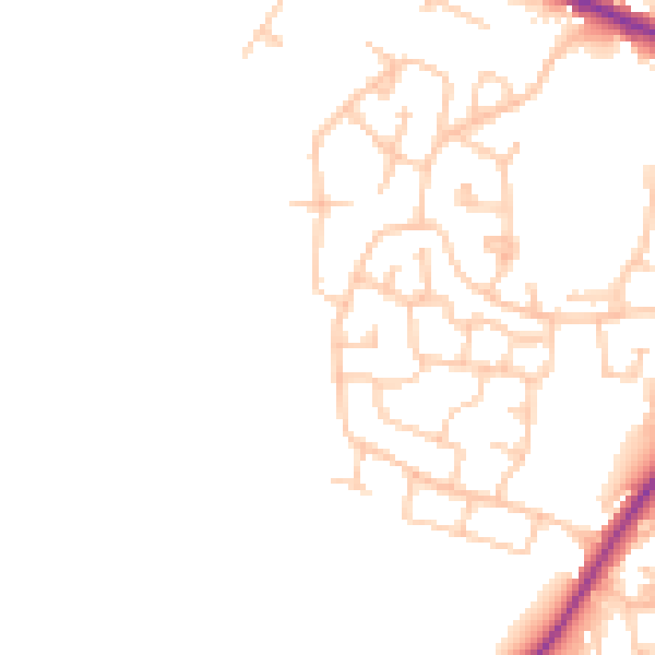 Daytime road noise heatmap for M38 0EQ