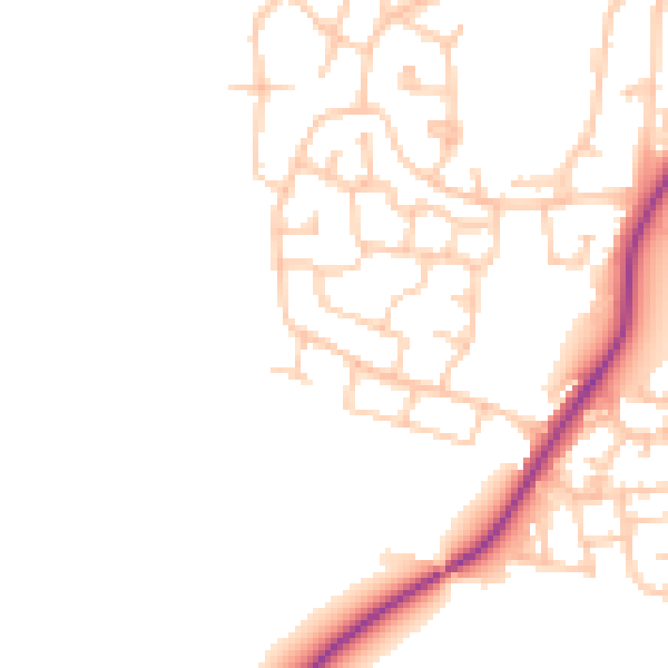 Daytime road noise heatmap for M38 0FW