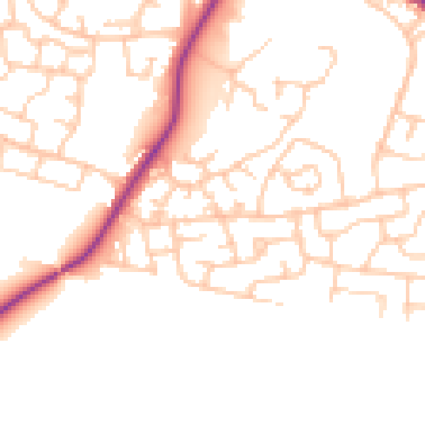 Daytime road noise heatmap for M38 0LN