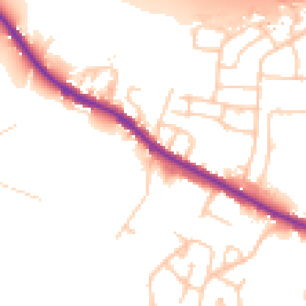 Daytime road noise heatmap for M38 0PJ